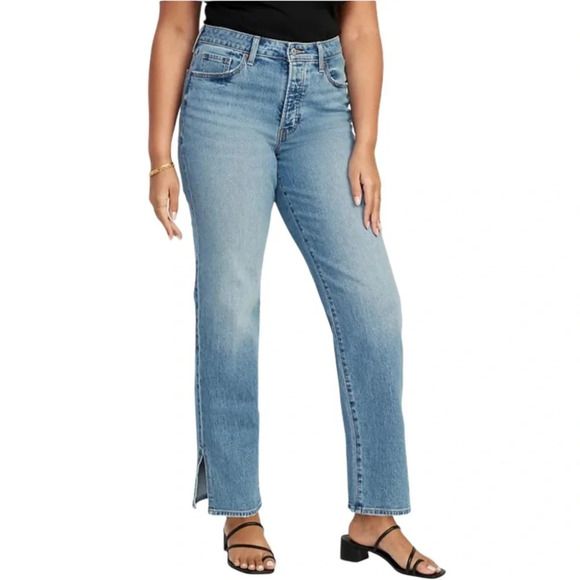 Old Navy High-Rise OG Loose Side-Slit Jeans Medium Wash Denim Secret Smooth 6 - Picture 1 of 12